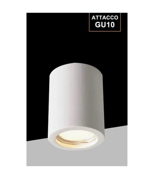 Porta Faretto Lampada Soffitto Gu10 Cilindro In Gesso H90mm Verniciabile Gs-c90-t