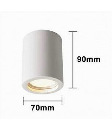 Porta Faretto Lampada Soffitto Gu10 Cilindro In Gesso H90mm Verniciabile Gs-c90-t