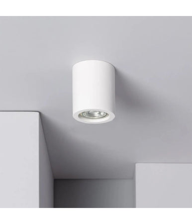 Porta Faretto Lampada Soffitto Gu10 Cilindro In Gesso H90mm Verniciabile Gs-c90-t
