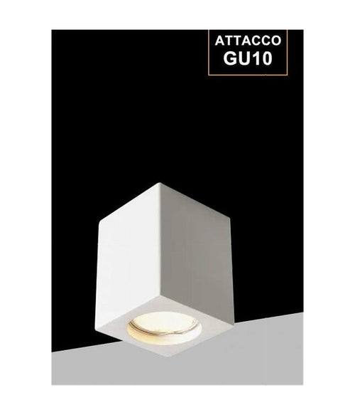 Porta Faretto Lampada Soffitto Quadrato In Gesso Attacco Gu10 H90mm Ip20 Gs-c90-q