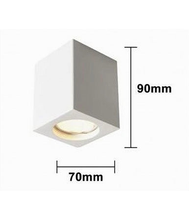 Porta Faretto Lampada Soffitto Quadrato In Gesso Attacco Gu10 H90mm Ip20 Gs-c90-q