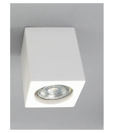 Porta Faretto Lampada Soffitto Quadrato In Gesso Attacco Gu10 H90mm Ip20 Gs-c90-q