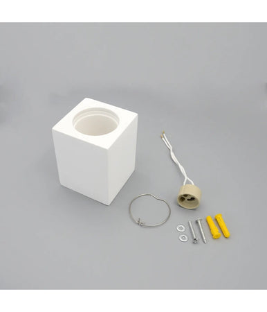 Porta Faretto Lampada Soffitto Quadrato In Gesso Attacco Gu10 H90mm Ip20 Gs-c90-q