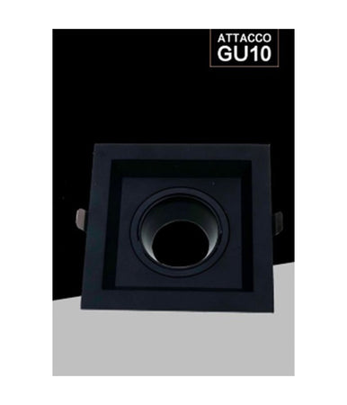 Porta Faretto Orientabile Da Incasso Nero Per Lampadine Gu10 / Gu5.3 P33-gu10-n1