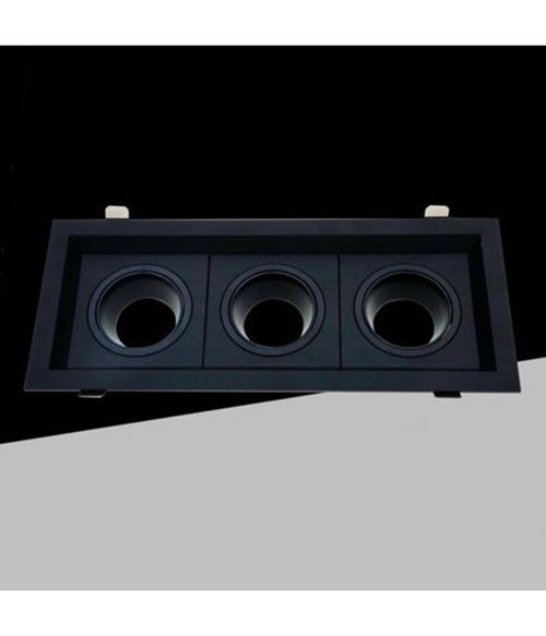 Porta Faretto Triplo Orientabile Ad Incasso Nero Per Lampadine Gu10 Gu5.3 P33-n3