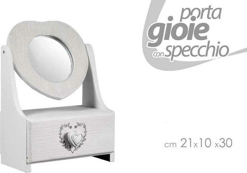 Porta Gioie Cassetto Gioielli Legno Con Specchio Decoro Cuore 21x10x30cm 678561 Casa e cucina/Organizzazione interni/Organizzazione guardaroba/Portagioielli da armadio Trade Shop italia - Napoli, Commerciovirtuoso.it