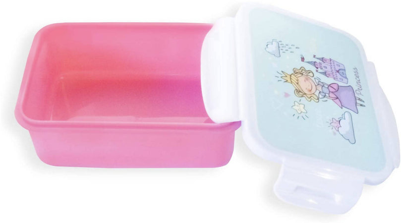 Porta Merenda I-Drink Kids Principessa Contenitore Cibo Lunchbox per Bambine Rosa E Azzurro Adatto Al Frigorifero 16x12x6,5 Cm I- Drink