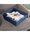 Porta Oggetti Blu Cesto In Tessuto Intrecciato 38 X 26 X 13cm Con Maniglie 79034