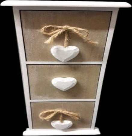 Porta Oggetti Cassettiera 3 Ve Cassetti Legno Cuori Country Chic Arredamento Casa e cucina/Organizzazione interni/Porta oggetti cassetti e scaffali/Cassettiere Trade Shop italia - Napoli, Commerciovirtuoso.it