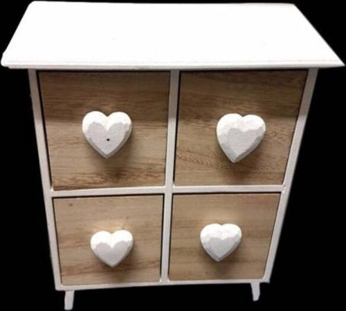 Porta Oggetti Cassettiera 4 Cassetti Legno Cuori Country Chic Arredamento Casa e cucina/Organizzazione interni/Porta oggetti cassetti e scaffali/Cassettiere Trade Shop italia - Napoli, Commerciovirtuoso.it