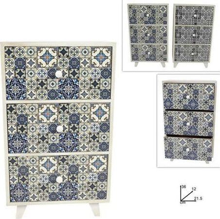 Porta-Oggetti-Cassettiera-Colonna-Con-3-Cassetti-Legno-Country-Chic-Arredamento