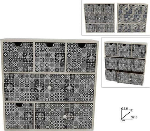 Porta-Oggetti-Cassettiera-Colonna-Con-6-Cassetti-Legno-Country-Chic-Arredamento