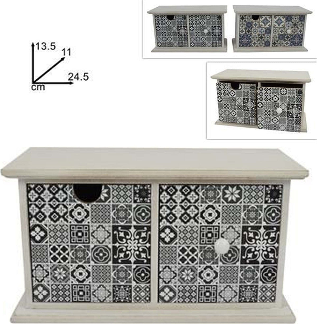 Trade Shop - Porta Oggetti Cassettiera Colonna Con 2 Cassetti Legno Co Chic Arredamento Trade Shop - Porta Oggetti Cassettiera Colonna Con 2 Cassetti Legno Co Chic Arredamento