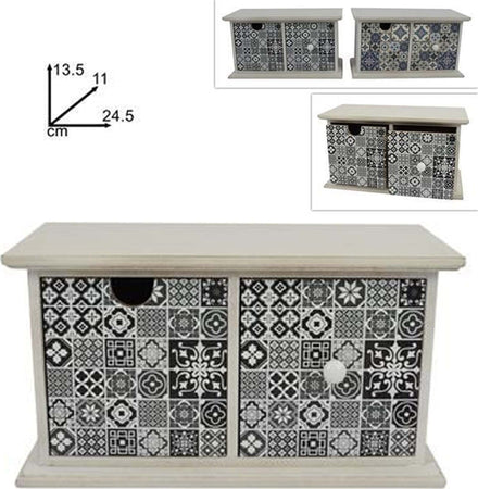 Porta Oggetti Cassettiera Con 2 Cassetti In Legno Country Chic Arredamento Casa, arredamento e bricolage > Arredamento > Portaoggetti Trade Shop italia - Napoli, Commerciovirtuoso.it