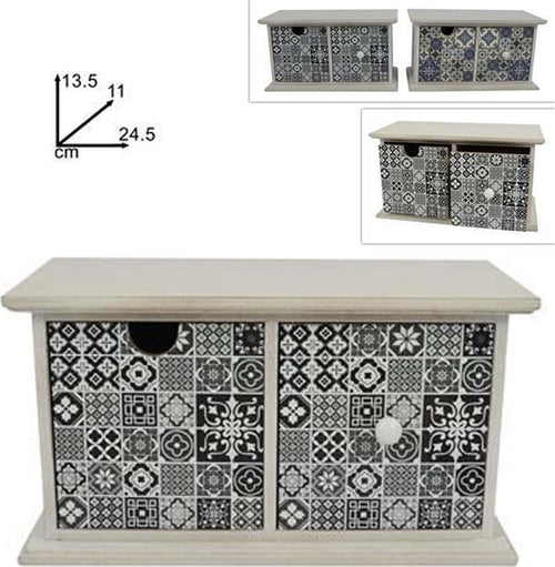 Porta Oggetti Cassettiera Con 2 Cassetti In Legno Country Chic Arredamento Casa, arredamento e bricolage > Arredamento > Portaoggetti Trade Shop italia - Napoli, Commerciovirtuoso.it