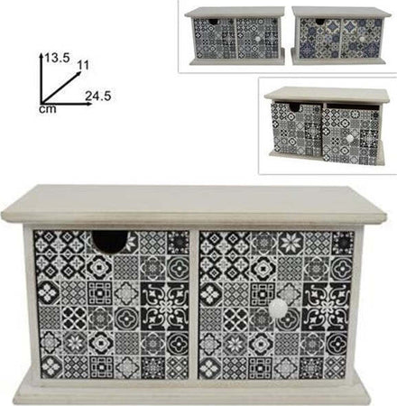 Porta Oggetti Cassettiera Con 2 Cassetti In Legno Country Chic Arredamento Casa e cucina/Organizzazione interni/Porta oggetti cassetti e scaffali/Cassettiere Trade Shop italia - Napoli, Commerciovirtuoso.it