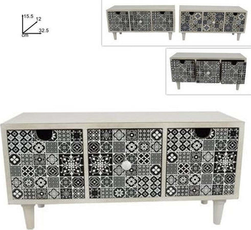 Porta-Oggetti-Cassettiera-Con-3-Cassetti-In-Legno-Country-Chic-Arredamento