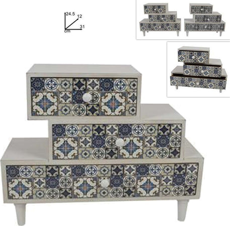 Porta Oggetti Cassettiera Sfalsati Con 3 Cassetti Legno Country Chic Arredamento Casa, arredamento e bricolage > Arredamento > Portaoggetti Trade Shop italia - Napoli, Commerciovirtuoso.it