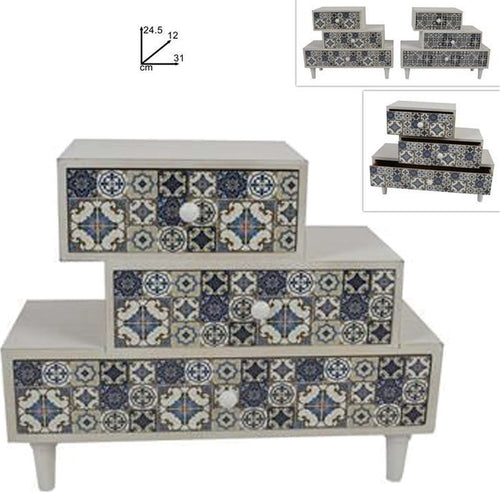 Porta Oggetti Cassettiera Sfalsati Con 3 Cassetti Legno Country Chic Arredamento Casa, arredamento e bricolage > Arredamento > Portaoggetti Trade Shop italia - Napoli, Commerciovirtuoso.it