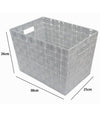 Porta Oggetti Cesto Tessuto Intrecciato 38x26x25 Cm Maniglie Grigio Chiaro 79036