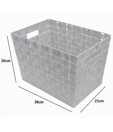 Porta Oggetti Cesto Tessuto Intrecciato 38x26x25 Cm Maniglie Grigio Chiaro 79036