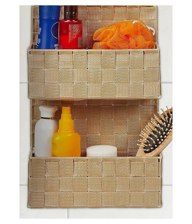Porta Oggetti Da Appendere In Tessuto A 2 Ripiani Parete Organizer Beige 79099