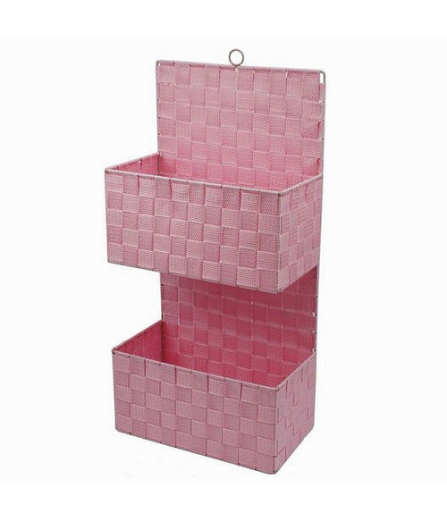 Porta Oggetti Da Appendere In Tessuto A 2 Ripiani Parete Organizer Rosa 79101