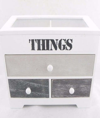 Porta Oggetti Mini Vetrinetta 3 Cassetti Legno Country Chic Arredamento Casa e cucina/Arredamento/Soggiorno/Vetrinette Trade Shop italia - Napoli, Commerciovirtuoso.it