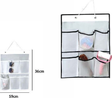Porta-Oggetti-Organizer-Appendere-Parete-6-Tasche-In-Tessuto-Bagno-Camera-69591