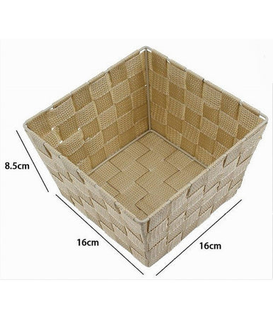 Porta Oggetti Organizer Bagno Camera Cucina In Tessuto Beige 16x16x8.5 Cm 79003