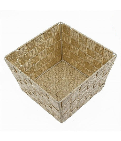 Porta Oggetti Organizer Bagno Camera Cucina In Tessuto Beige 16x16x8.5 Cm 79003