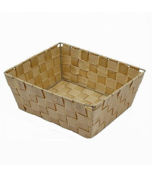 Porta Oggetti Organizer Bagno Camera Cucina In Tessuto Beige 28x22x10.5cm 79021