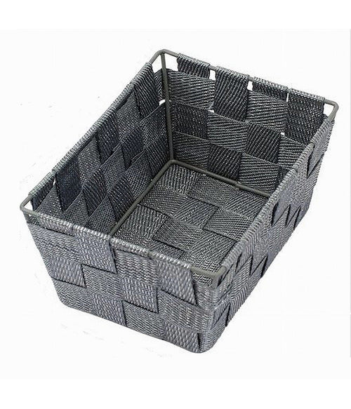 Porta Oggetti Organizer Bagno Camera Cucina Tessuto Grigio Scuro 19x14x9cm 79118