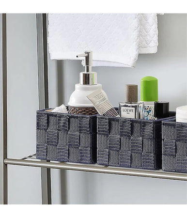 Porta Oggetti Organizer Blu Per Bagno Camera Cucina In Tessuto 16x16x8.5cm 79004