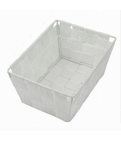 Porta Oggetti Organizer Multiuso Bagno Cucina In Tessuto Bianco 19x14x9cm 79117