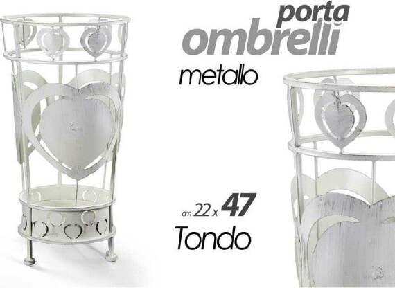 Porta-Ombrelli-Con-Cuore-Anticato-Design-Tondo-Bianco-22x47cm-In-Metallo-657801