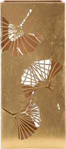 Porta-ombrelli-quadrato-struttura-in-ferro-color-oro-con-foglie-decorative