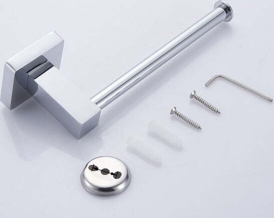 Porta-Rotolo-Carta-Igienica-Bagno-Wc-Toilette-Quadrato-Acciaio-Inox-Parete