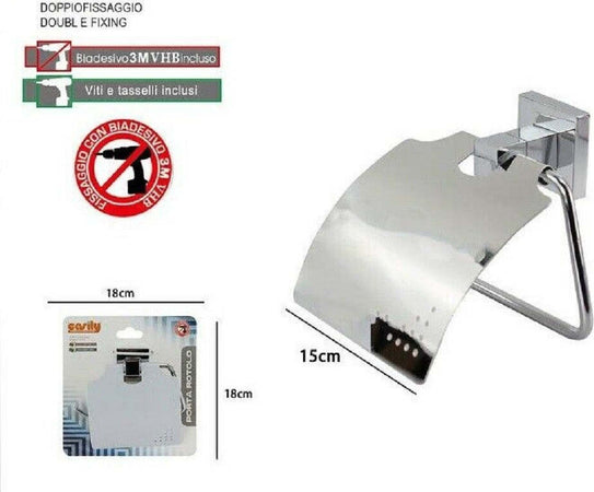 Porta Rotolo Carta Igienica Con Copertura Fissaggio A Parete Bagno Square 59180 Casa, arredamento e bricolage > Accessori Bagno > Set da Bagno Trade Shop italia - Napoli, Commerciovirtuoso.it