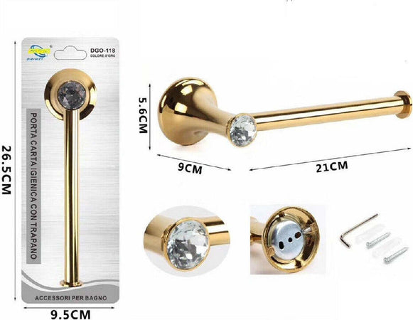 Porta Rotolo Carta Igienica Wc Toilette Supporto Bagno Dorato Oro Asta Dgo-118 Casa e cucina/Bagno/Accessori per il bagno/Porta carta igienica Trade Shop italia - Napoli, Commerciovirtuoso.it