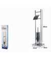 Porta Rotolo Con Scopino Portascopino Acciaio Quadrato Accessorio Bagno Wc 59966