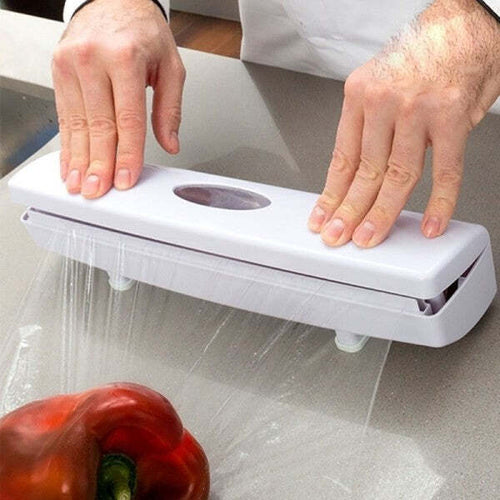 Porta-Rotolo-Dispenser-Automatico-Con-Taglio-Per-Pellicola-Carta-Forno-Alluminio