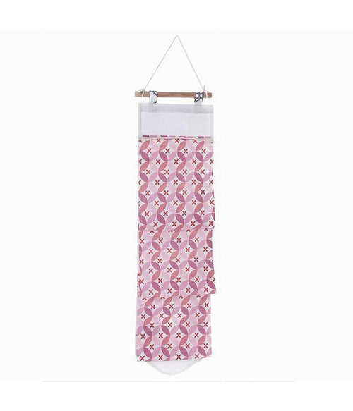 Porta Rotolo Organizer Da Appendere Con 3 Tasche In Tessuto Rosa Bagno 79199