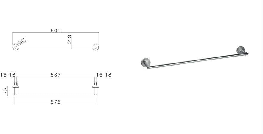 Porta-salviette-in-acciaio-inox-da-600-mm-di-Tubico-Nilo