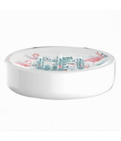 Porta Sapone Saponetta Accessorio Arredo Bagno Con Fenicotteri In Ceramica 69960
