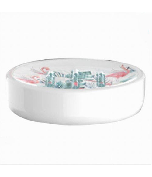 Porta Sapone Saponetta Accessorio Arredo Bagno Con Fenicotteri In Ceramica 69960