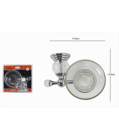 Porta Sapone Saponetta Con Piattino Vetro Montaggio A Parete Bagno Crystal 52823