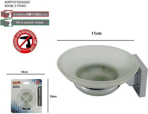 Porta Sapone Saponetta Con Piattino Vetro Satinato Parete Bagno Square 59185 Casa, arredamento e bricolage > Accessori Bagno > Set da Bagno Trade Shop italia - Napoli, Commerciovirtuoso.it