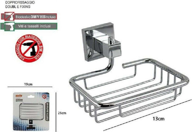Porta Sapone Saponetta Mensola Doppio Fissaggio A Parete Bagno Square 13cm 59184 Casa, arredamento e bricolage > Accessori Bagno > Set da Bagno Trade Shop italia - Napoli, Commerciovirtuoso.it