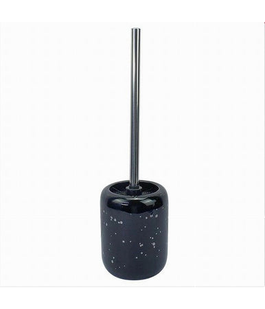 Porta Scopino Con Scopettino Per Wc Nero Macchiato Argento Accessori Bagno 59933